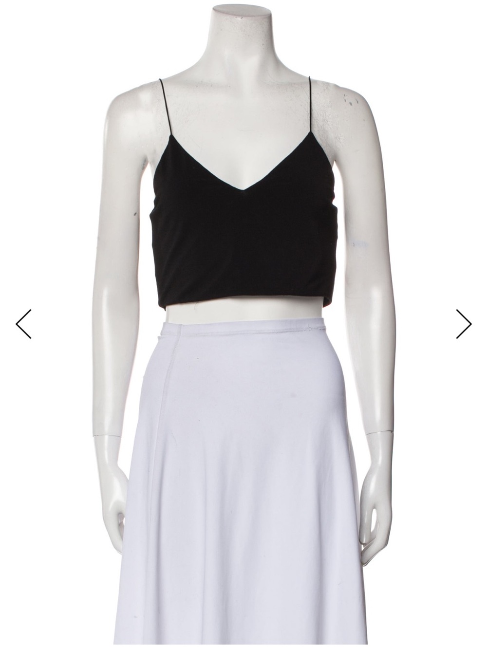 Alice + Olivia Black Spaghetti-Strap V-Neck Crop Camisole